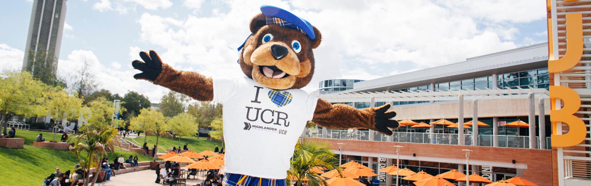 Scotty in front of the UCR HUB